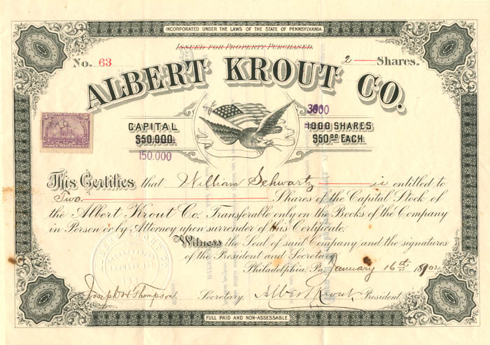 Albert Krout Co. signed by Albert Krout